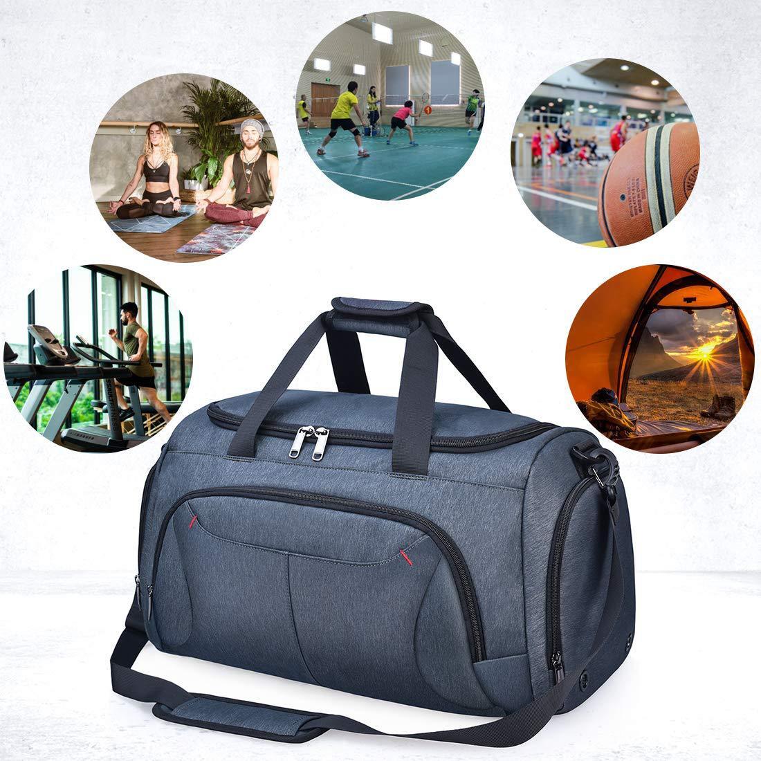 The Navy blue-capacity multi-port sports bag can travel across the shoulder to use dry and wet separation with shoelaces.