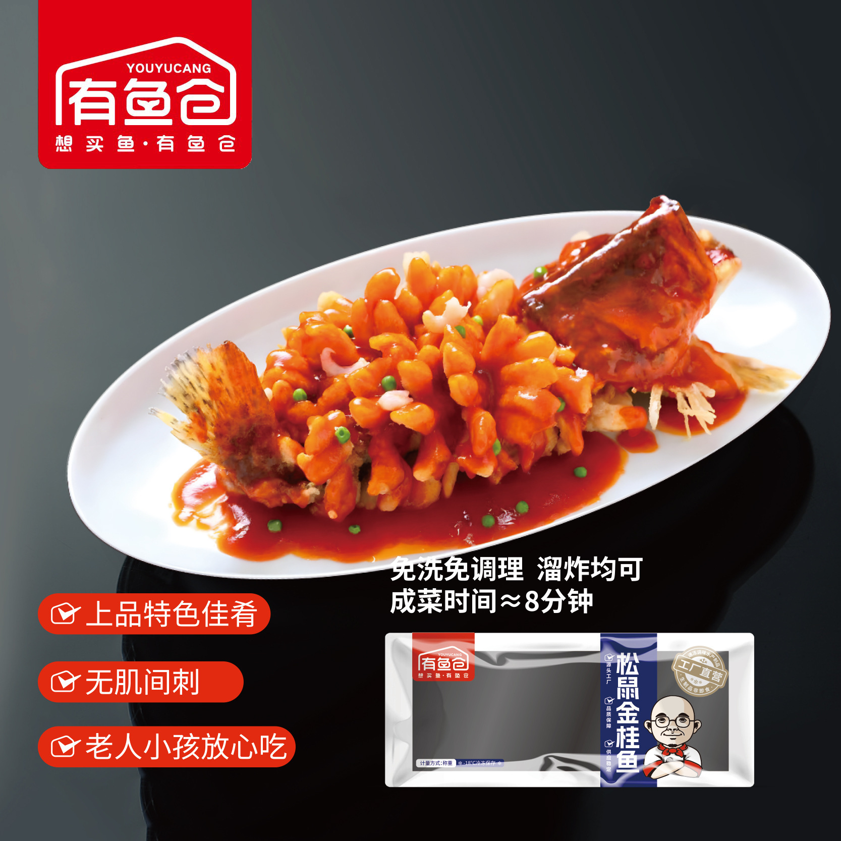 Có chuồng cá, sóc, quế, cá hồi, hàng hóa đông lạnh, nửa nấu ăn, nhà máy nguồn.