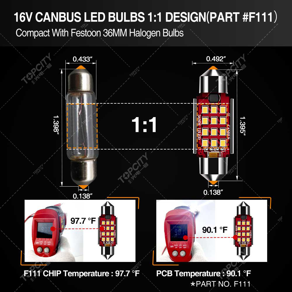 Plant supply of LED light FS-12 SMD2016 decoded double-point reading light 31 36 39 42MM car lights