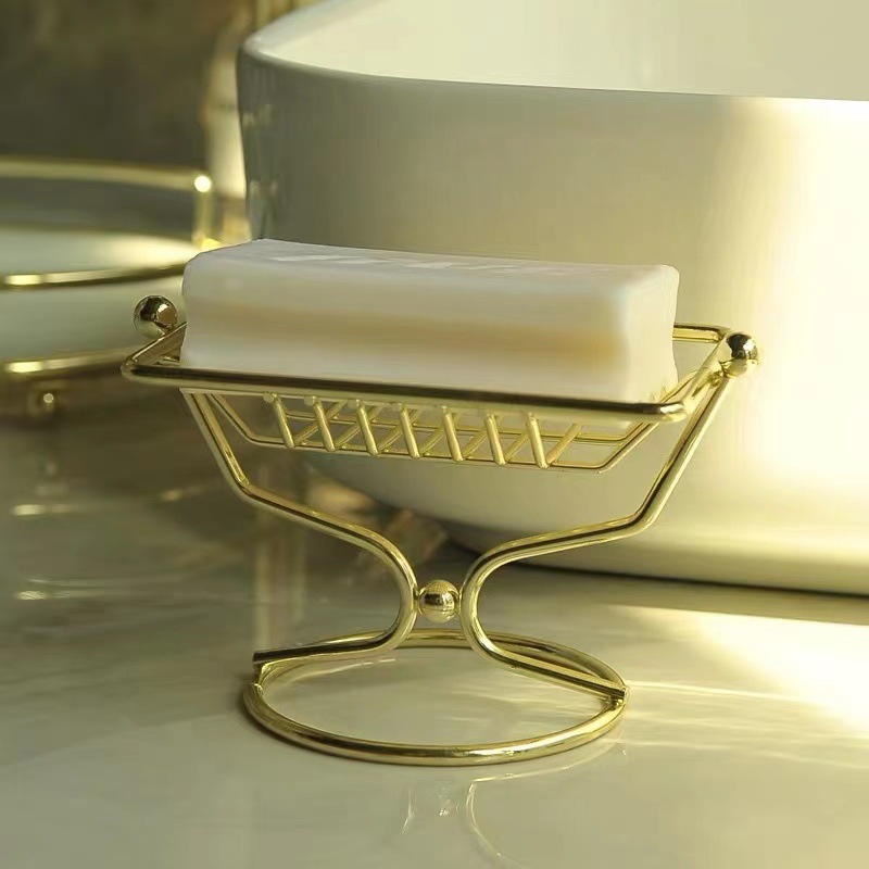 Plug-free gold soapbox bathroom soapbox, Nordic ins soap rack