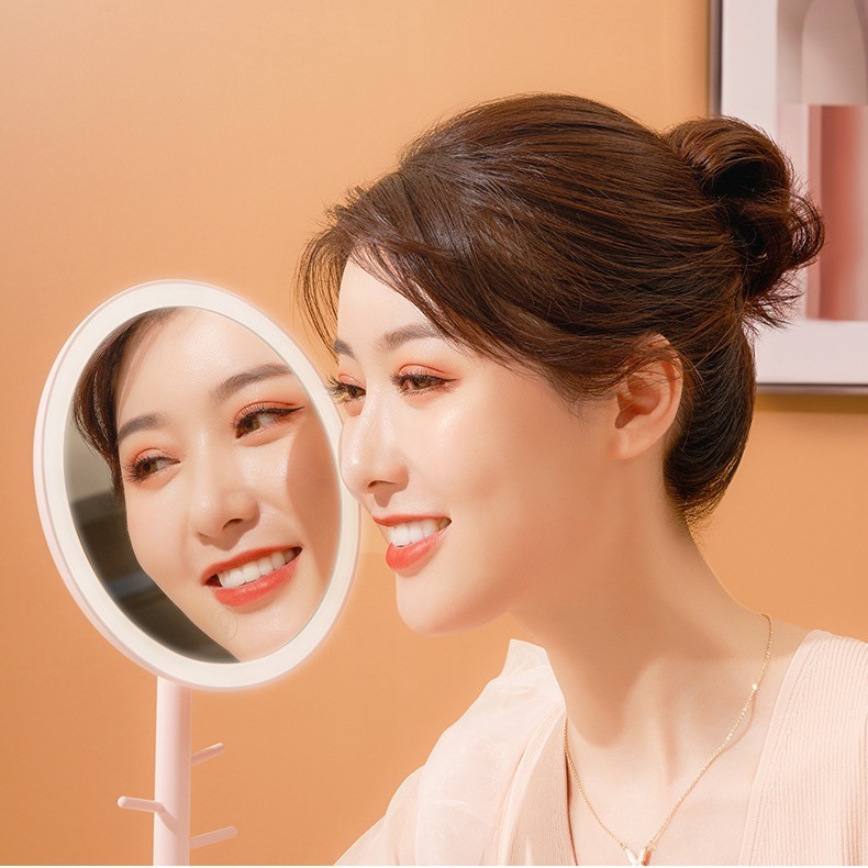 Cross-border make-up mirror desktop LED mirror light luxurious light mirror with a combo lens five times magnified