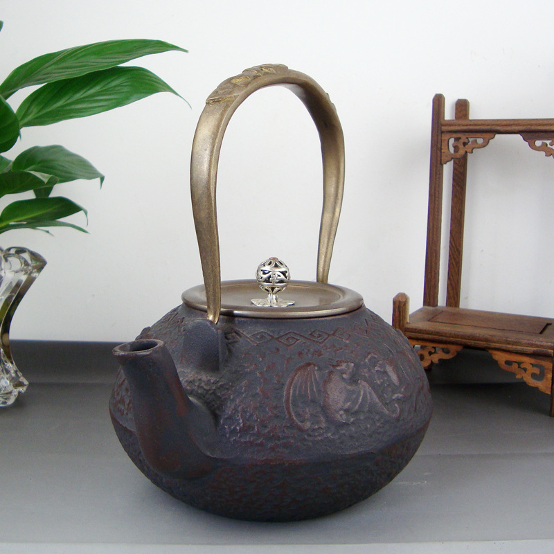 砂漠手工鑄鐵壺【雙福】無塗層生鐵壺日式煮水茶壺批發