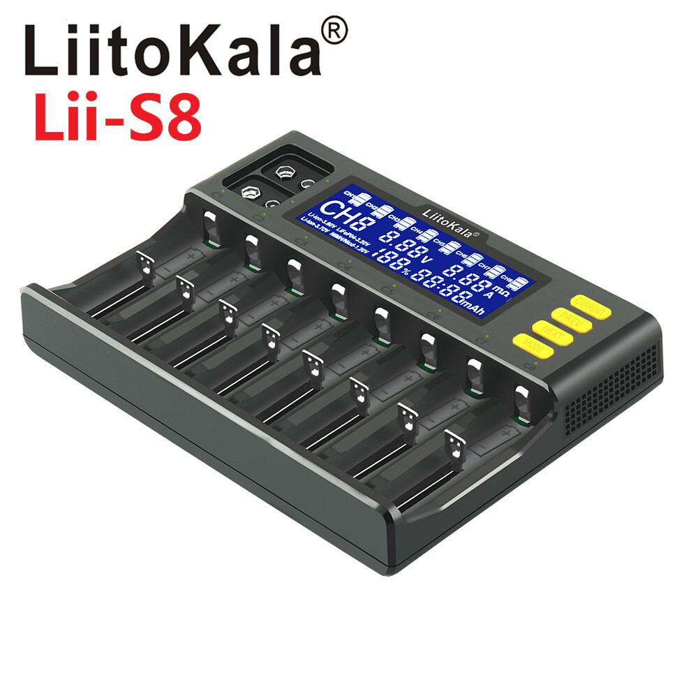 LiitoKala lii-S8 8槽 LCD 液晶显示屏 1865  9V 锂电池充电器