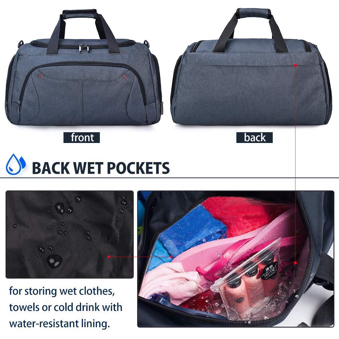 The Navy blue-capacity multi-port sports bag can travel across the shoulder to use dry and wet separation with shoelaces.