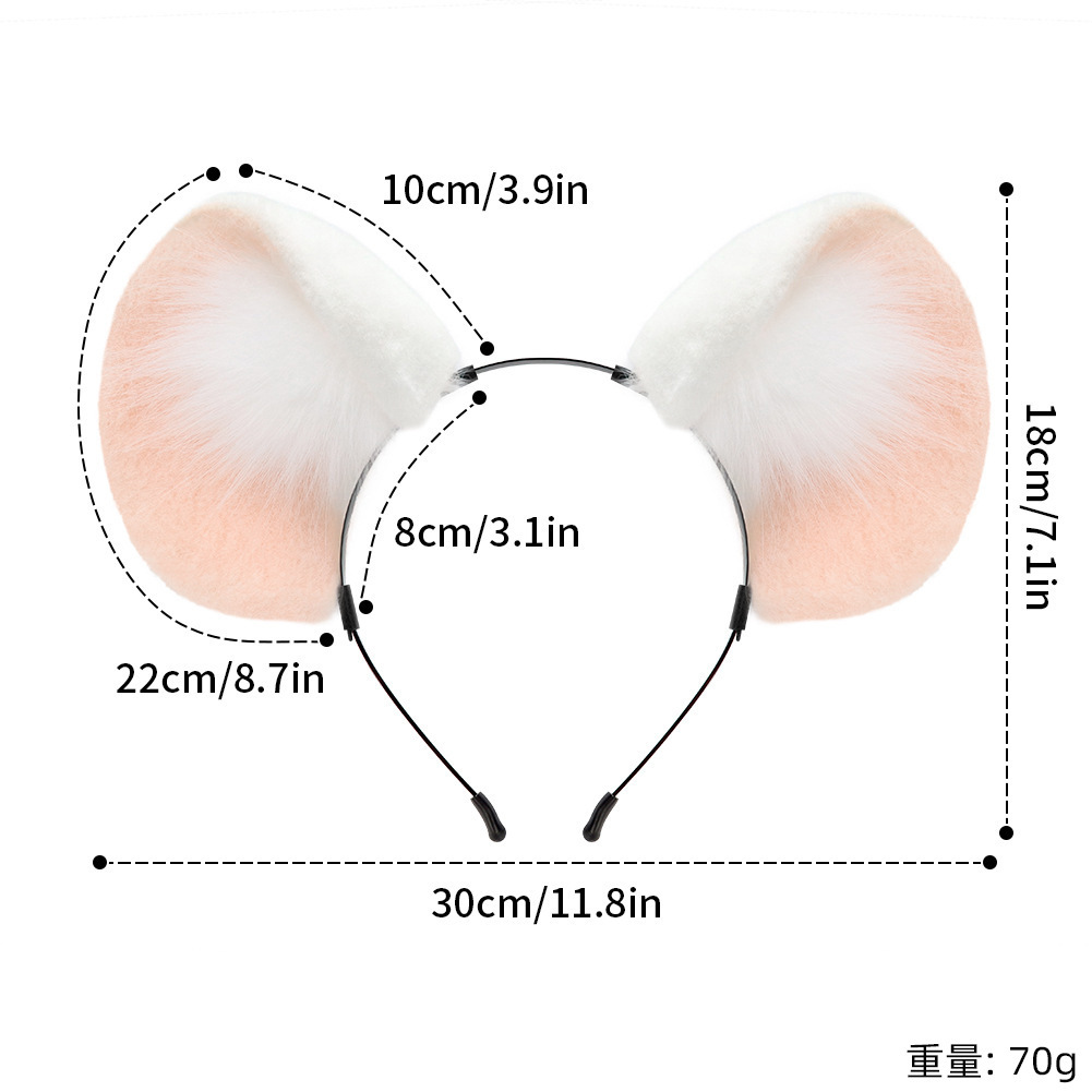 手工制作毛绒兽耳仿真老鼠发箍可爱毛绒大鼠耳卡通道具配件头饰