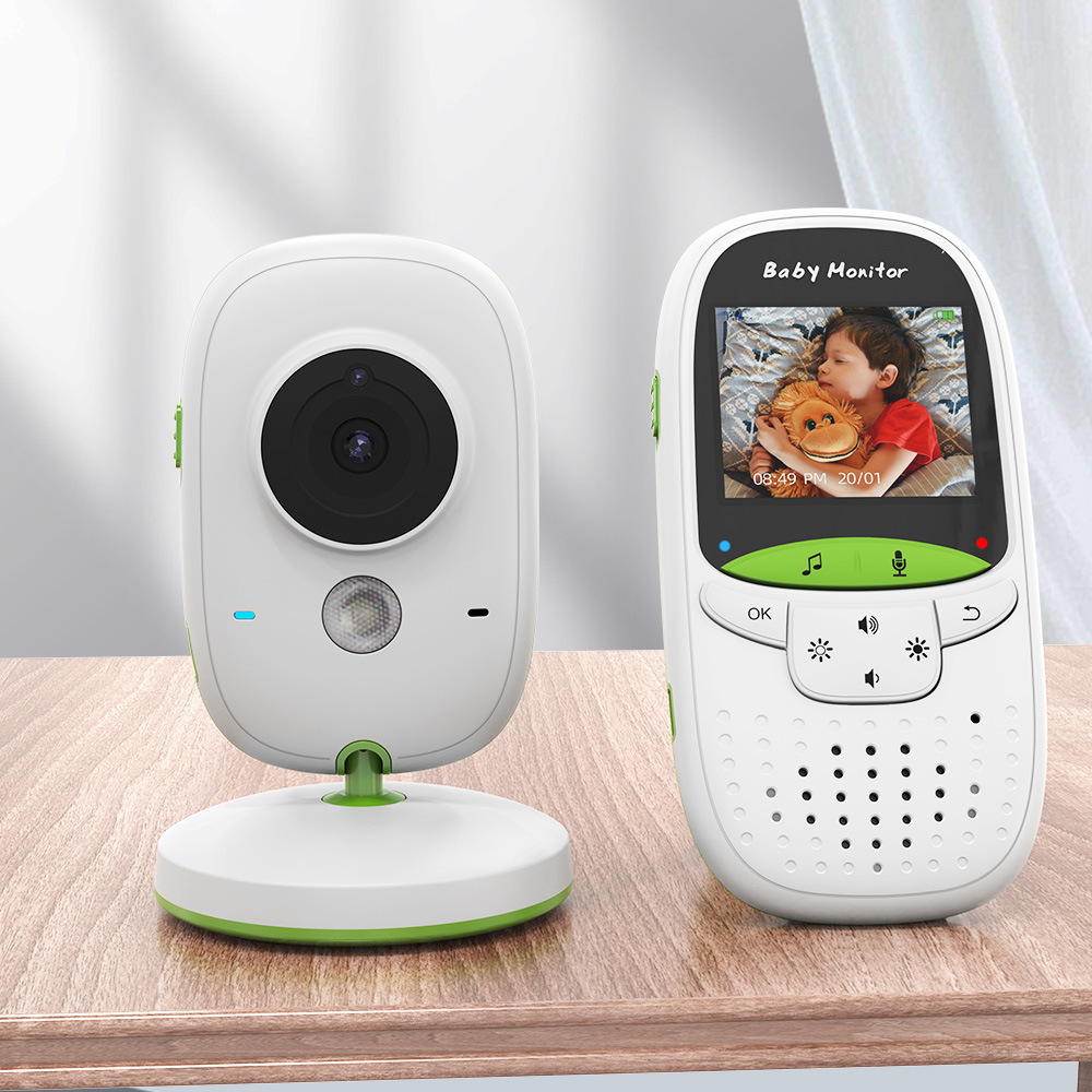 VB602 Green Baby Monitor, live voice, 2-inch screen, night vision free switch.