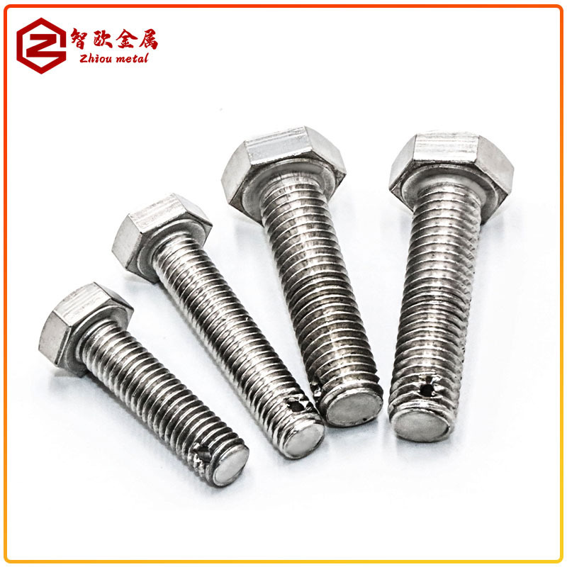 Customize GB32 head with perforated bolts GB31 end of perforated bolts stainless steel M6M8M10M12M14M16