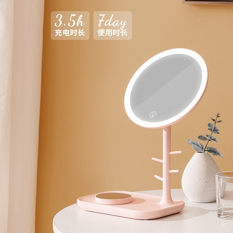 Cross-border make-up mirror desktop LED mirror light luxurious light mirror with a combo lens five times magnified