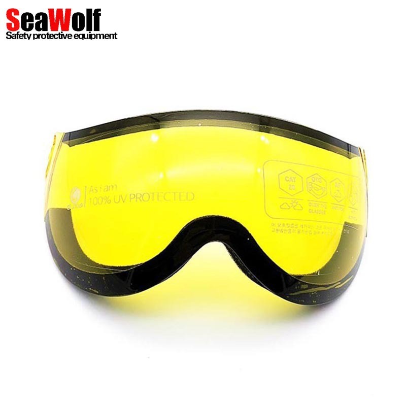 Ski helmet mirrors and ski glasses with a hard internal fogproof UV 400 on and off.