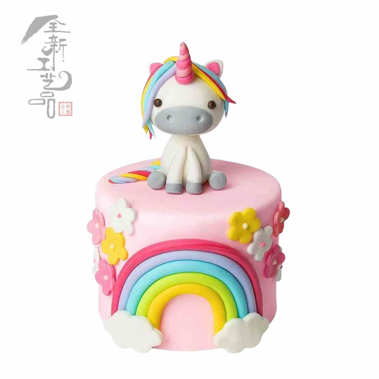 Mô hình trang trí bánh Rainbow Unicorn Mô hình bánh Cutie Creative Sugar Bio-Cake Model