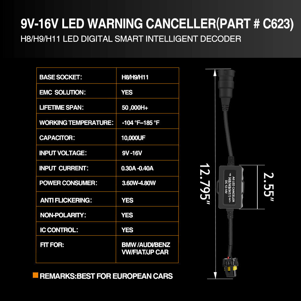 H8/H9/H11 Car LED Large Lantern Decoding Decoder LED Filtering EMC Interference Decoding Fault Decoder