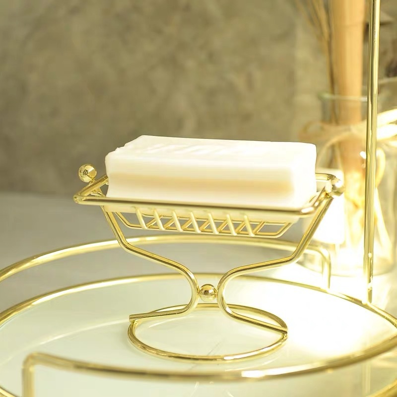 Plug-free gold soapbox bathroom soapbox, Nordic ins soap rack