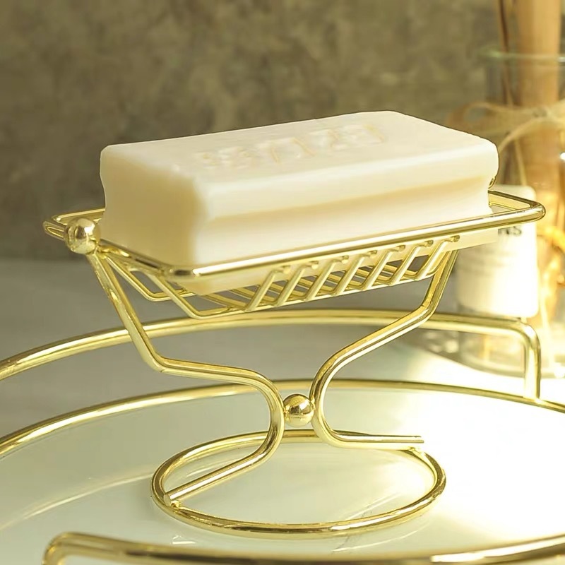 Plug-free gold soapbox bathroom soapbox, Nordic ins soap rack