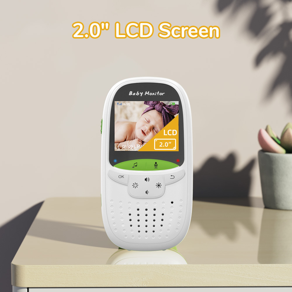 VB602 Green Baby Monitor, live voice, 2-inch screen, night vision free switch.