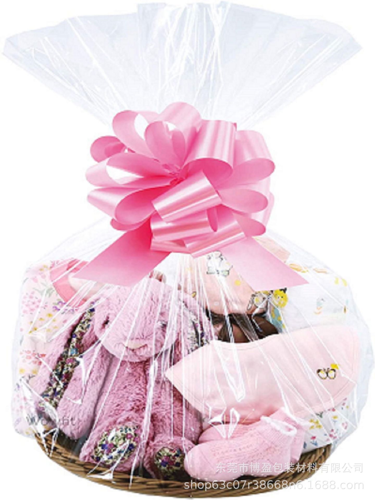 P.P. plastic, high-transparent, large-scale hot-seating basket bag, Christmas gift bag bag, pull flowers