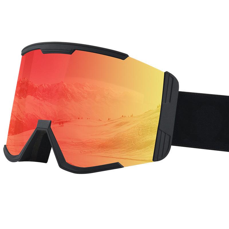 Two layers of fog-proof ski glasses with a wide field of view.