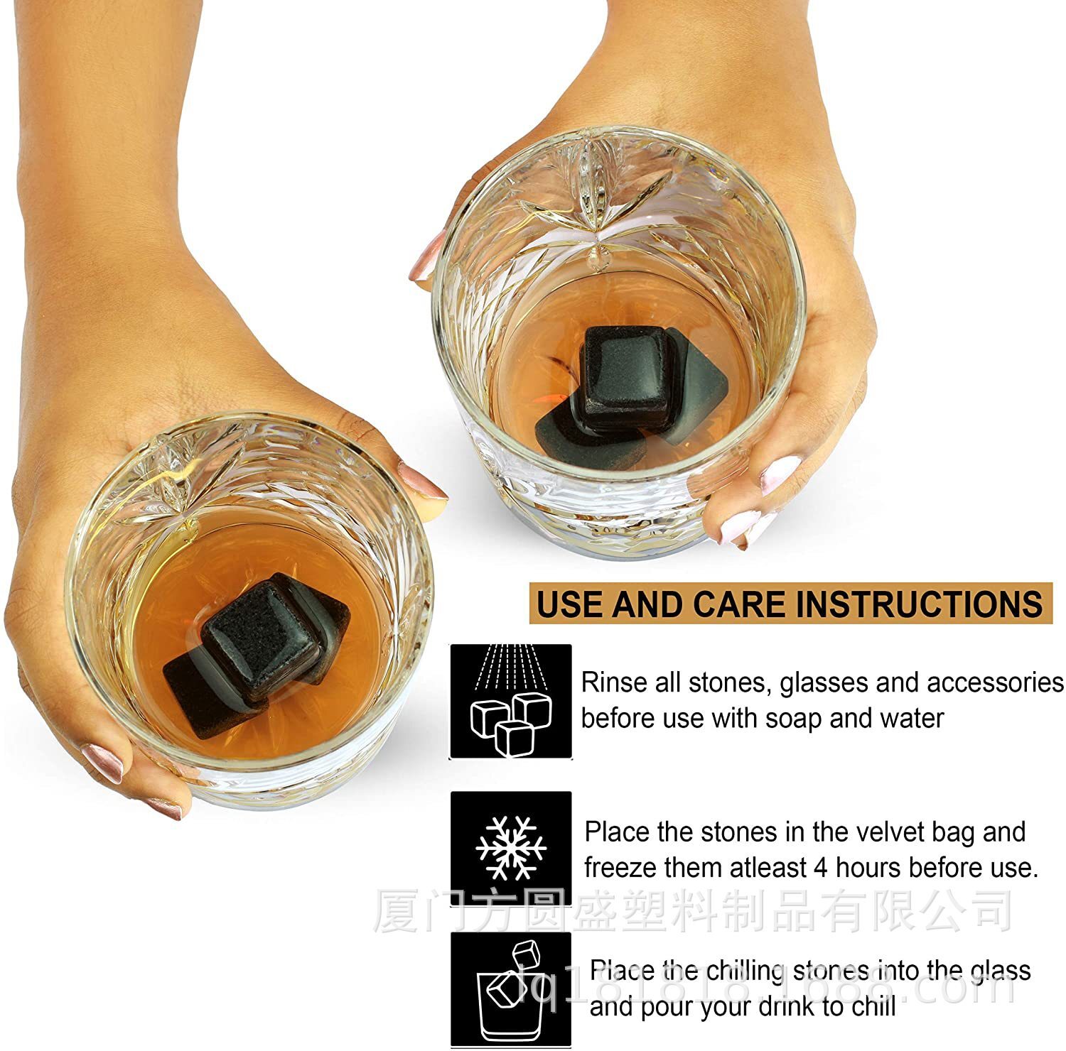 Đá whiskey, hộp gỗ, ly đá shisky, có mặt của cha.