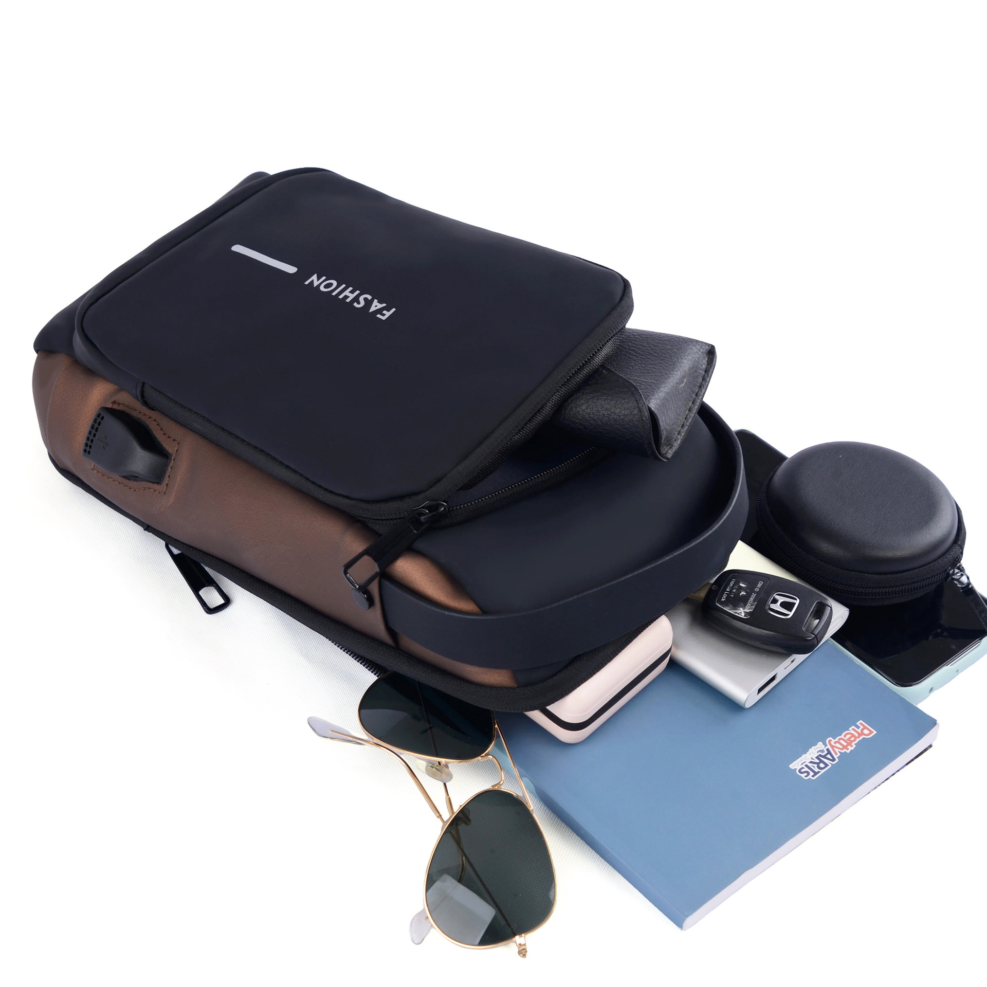 Cross-border men's chest bag, multi-purpose password lock, car bag for recreational vehicles, waterproof U.S.B. charged slash pack.