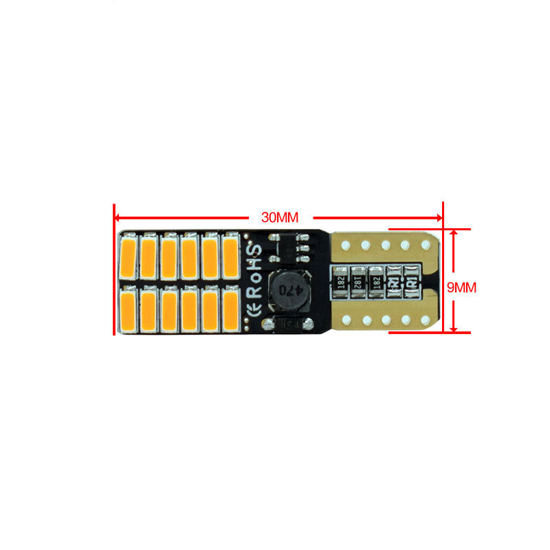 T10 broad light 4014 24smd Led High-light constant current decode infinity white blue amber 12V