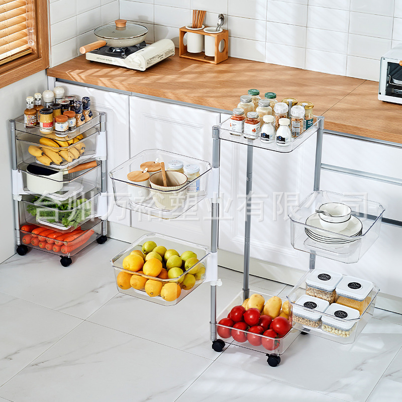 Một tủ nhiều loại trái cây và rau củ cho nhà bếp chuyển hóa rau là di động và trong suốt