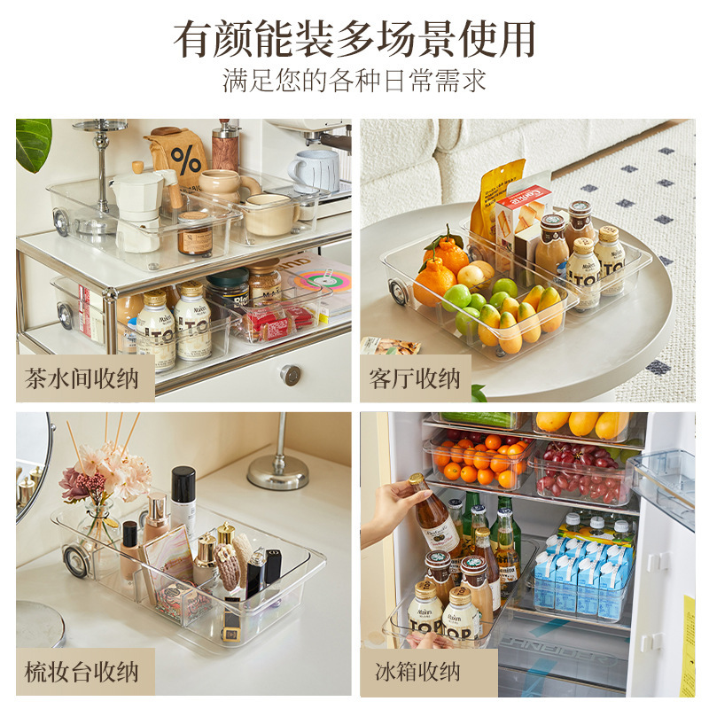 Phân cách rõ ràng trong tủ lạnh nhà bếp với ngăn kéo lưu trữ nhiều mục đích.
