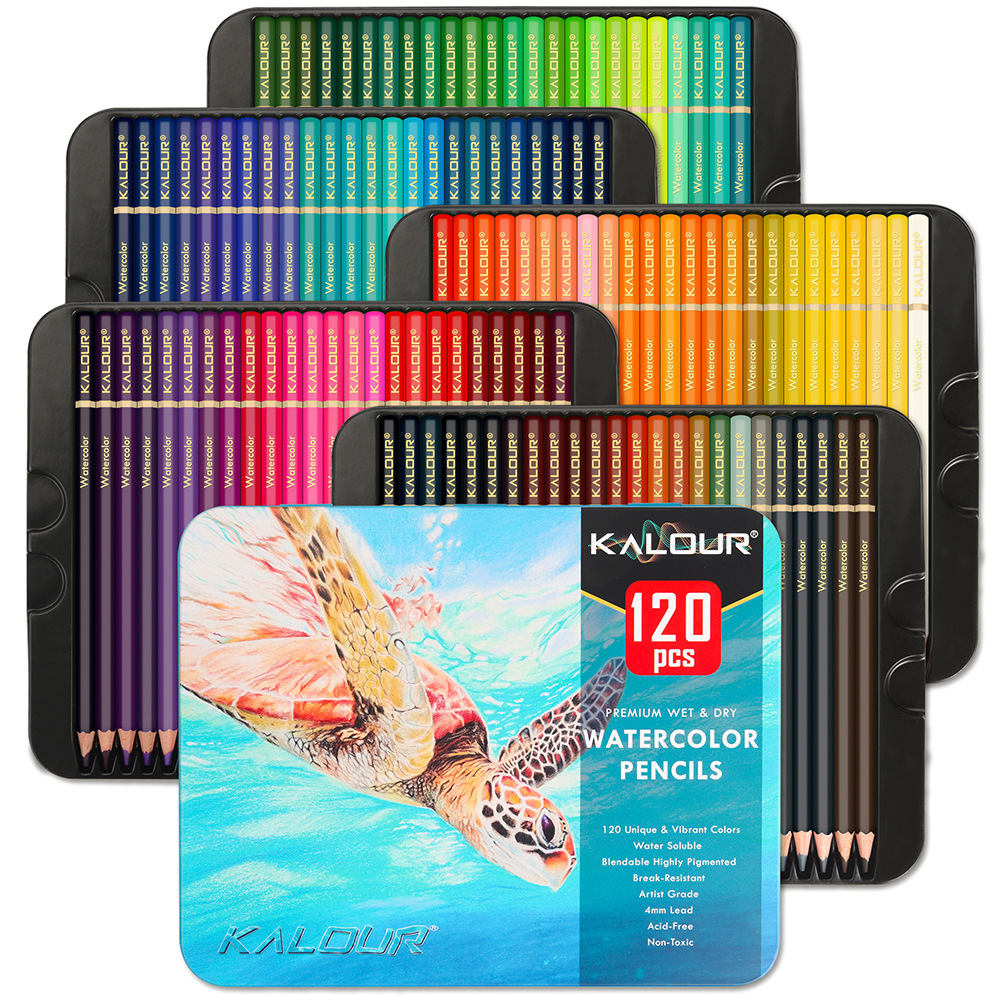 Cross-border new product, 120-colour water soluble pencils, fine watercolor pens, colour pencils.