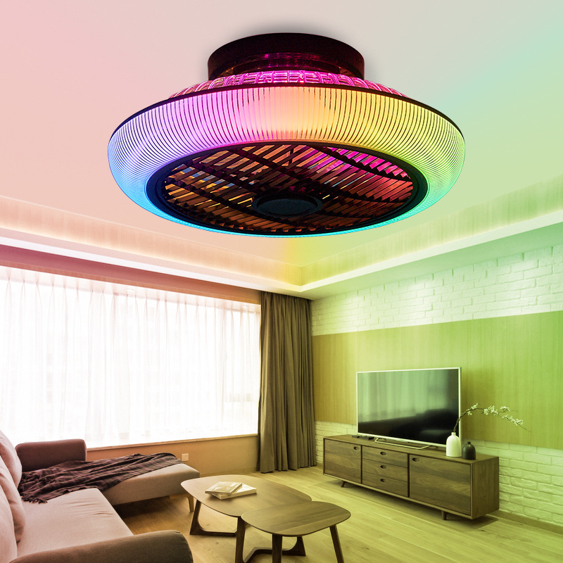 RGB-colored bedroom fan-house LED-snack-up light APP Bluetooth Invisible Fan