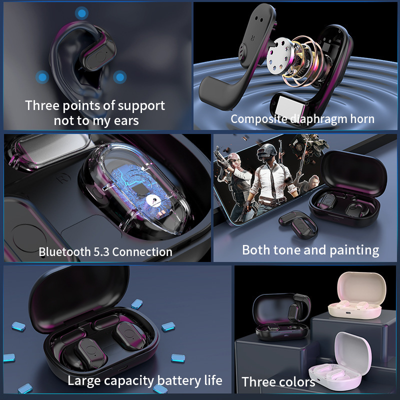 Tai nghe bluetooth không dây riêng tư mới, tai nghe thể thao chống ồn trơ thương mại