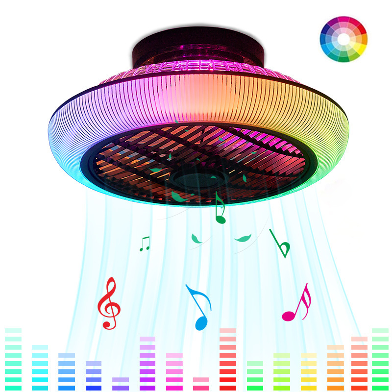 RGB-colored bedroom fan-house LED-snack-up light APP Bluetooth Invisible Fan