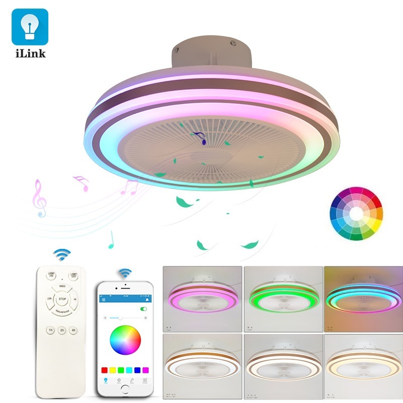 The top fan with the LED LED chandelier smart RGB Bluetooth Invisibility Remotely Controled Spray fan