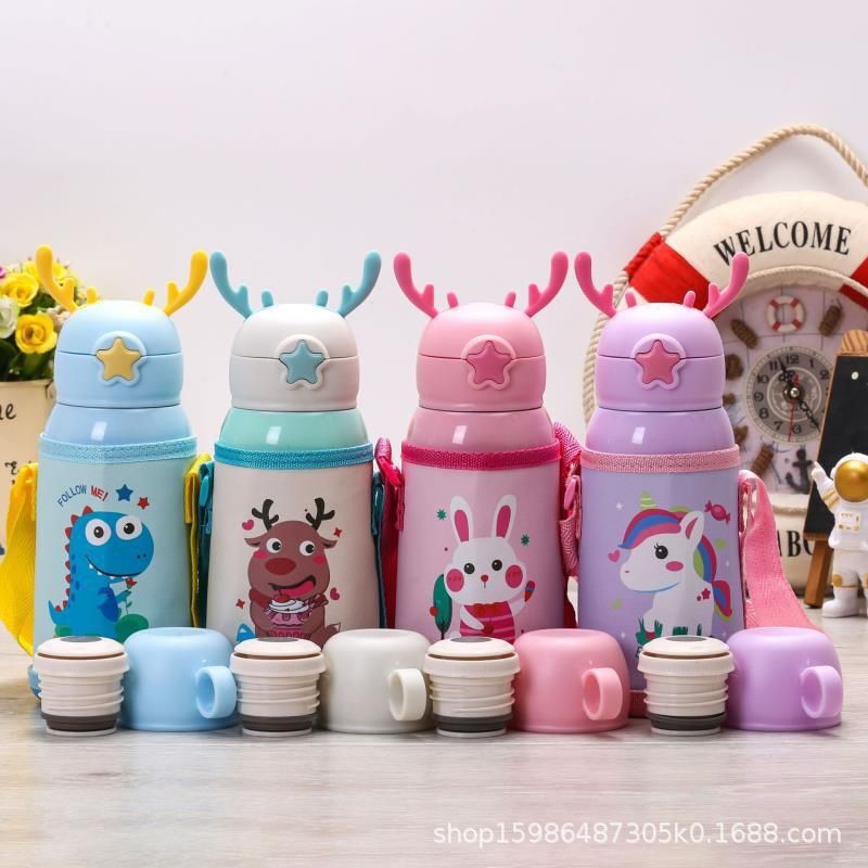 Boys and girls kindergarten super-cooked 316 Antler children's in-house fallproof cups with stainless steel warmer glasses