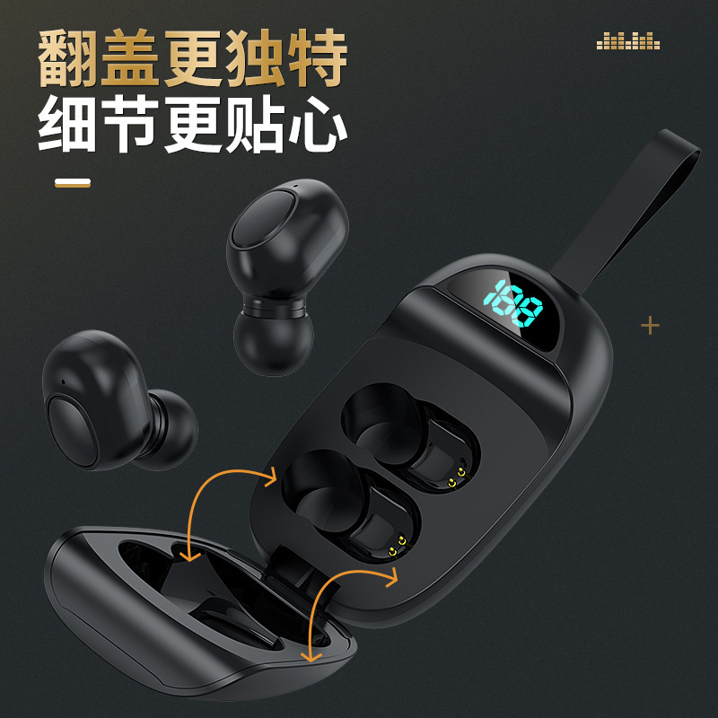 厂家直销智能按键续航游戏听歌通话无延迟带挂绳数显无线蓝牙耳机
