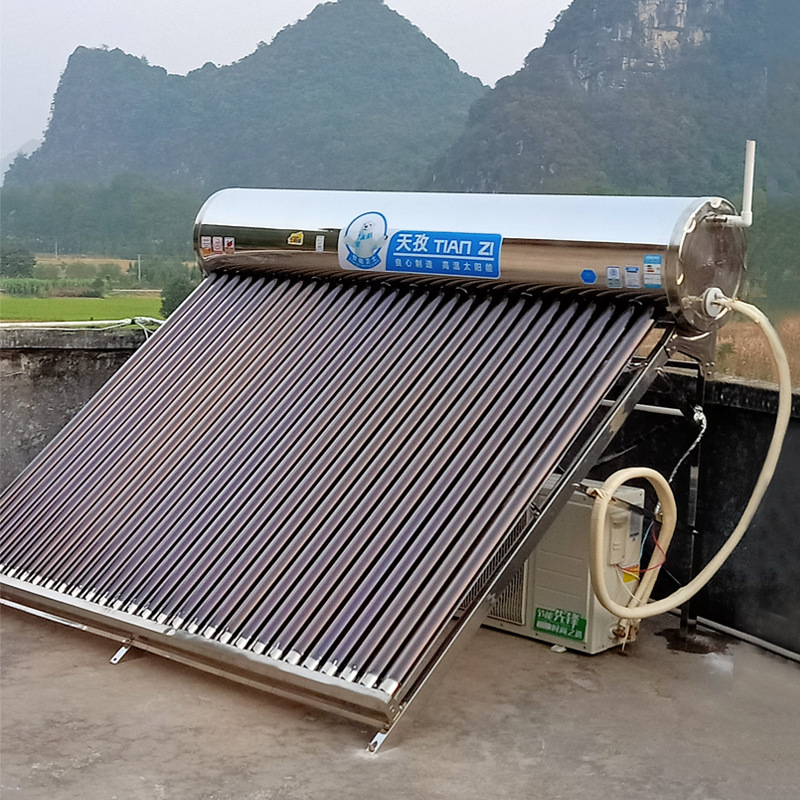 跨境專供 不鏽鋼太陽能熱水器家用一體式全自動電加熱新型真空管