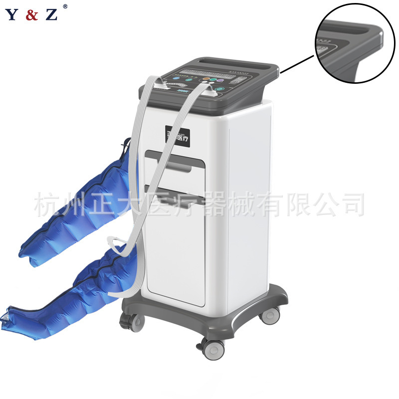 Air pressure-wave therapist, four limb blood circulation sequence compressor.