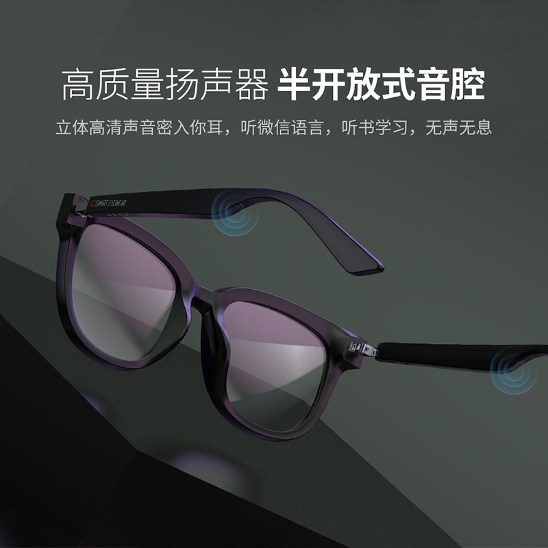 Wireless Bluetooth headphones, blue light bluetooth-proof, semi-open sunglasses.