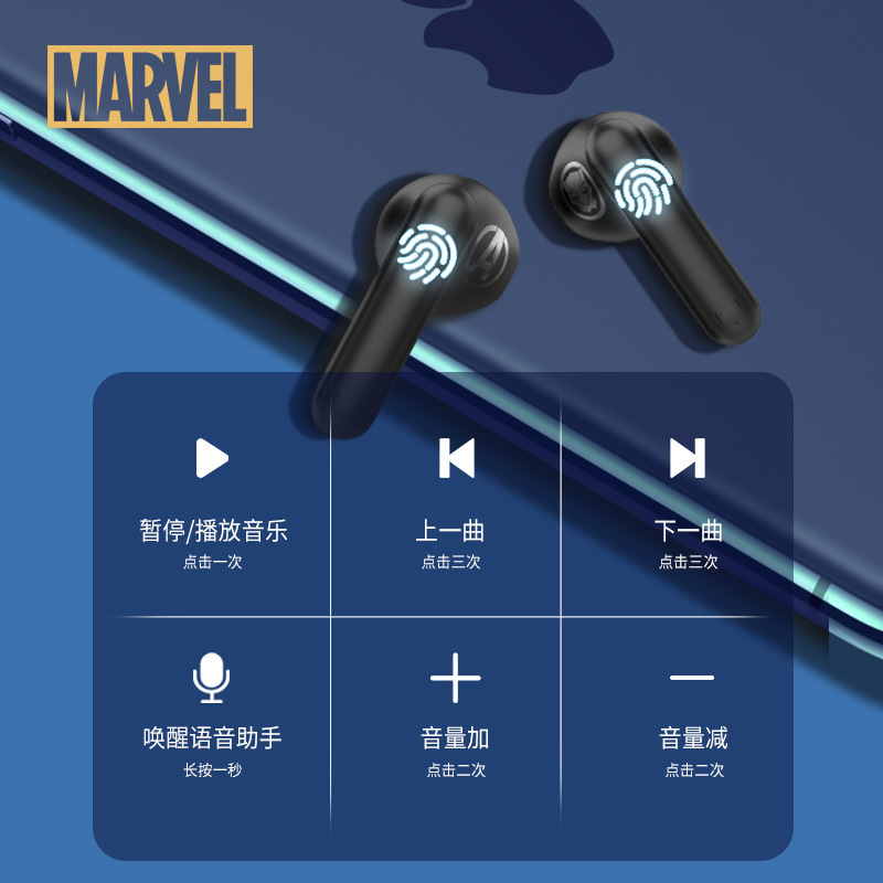 厂家批发漫威复仇者联盟立体声超久续航降噪无延迟TWS蓝牙耳机
