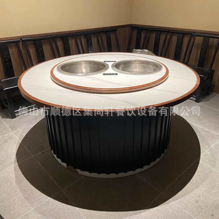 Pyrotechnic table, electromagnetic stove, one series of pans, tables and chairs with marble double pans, customized