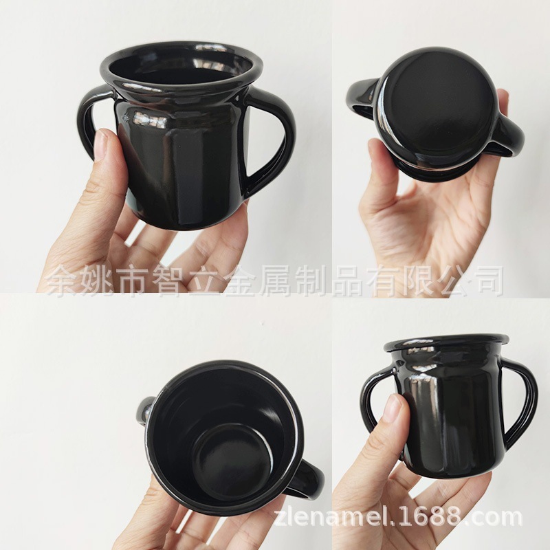 搪瓷i迷你茶杯小号 双耳杯儿童水杯美式浓缩咖啡杯