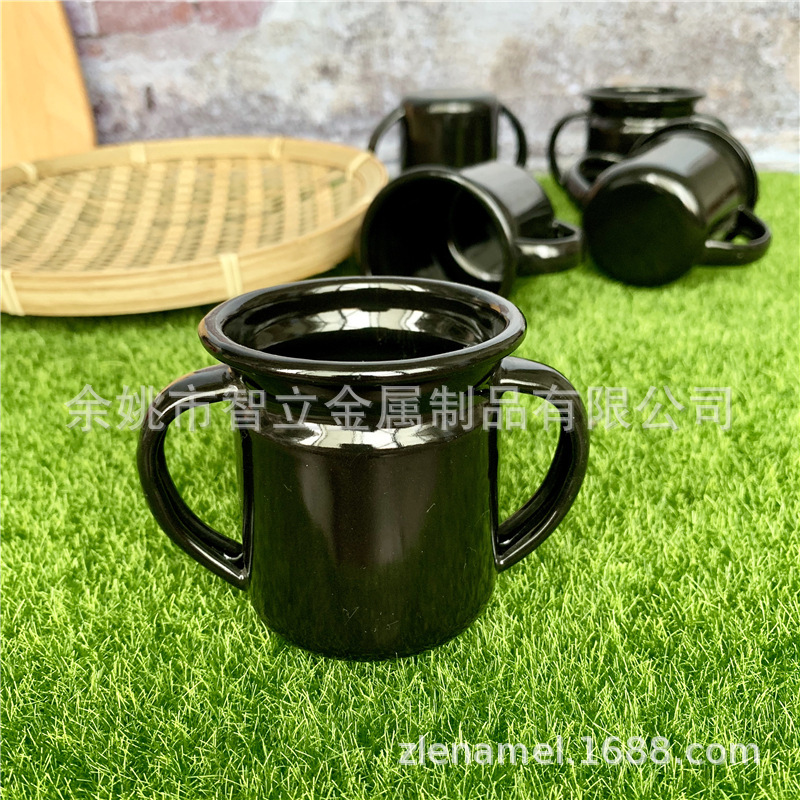 搪瓷i迷你茶杯小号 双耳杯儿童水杯美式浓缩咖啡杯