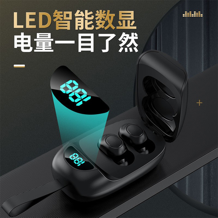 厂家直销智能按键续航游戏听歌通话无延迟带挂绳数显无线蓝牙耳机