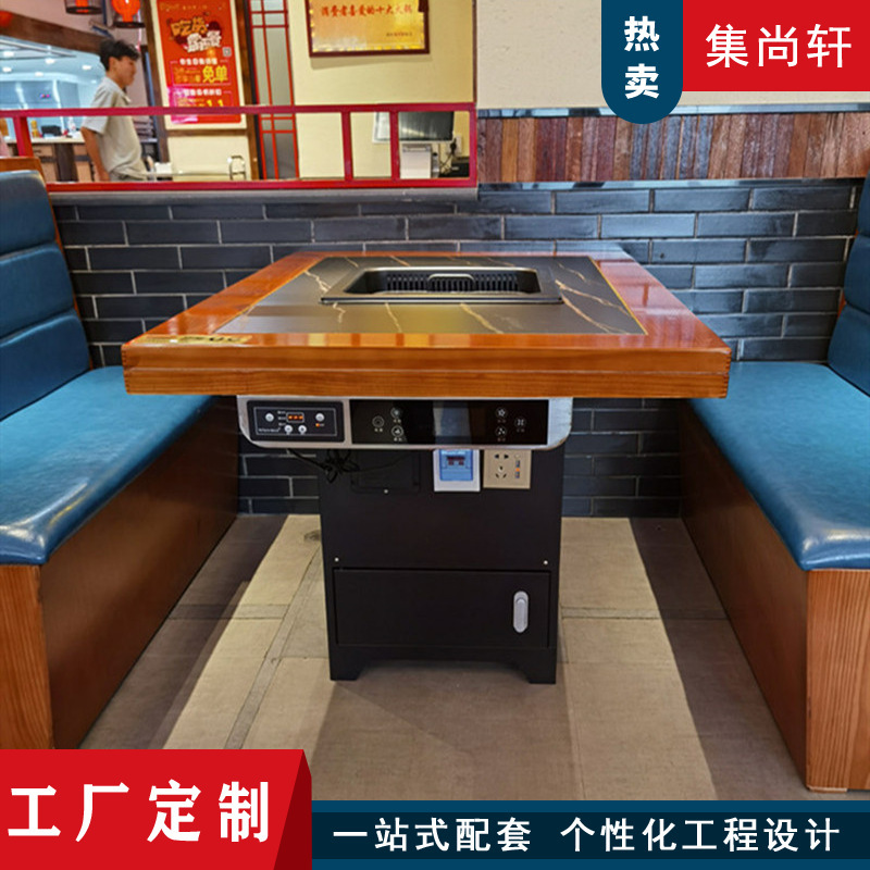 A pyrotechnic pan table with commercial electromagnetic stoves baked with one pot table with no pyrotechnic pan table