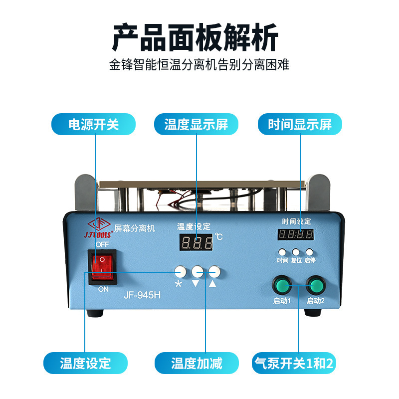 110-V goldhead, heated-to-mass screen breaker, 14-inch screen separators, total internal screen heating panel.