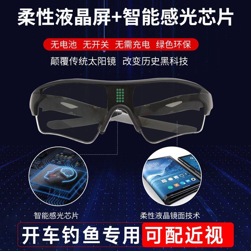 0.1-second smart-discolored sunglass flexible LCD screen solar computer chip to drive