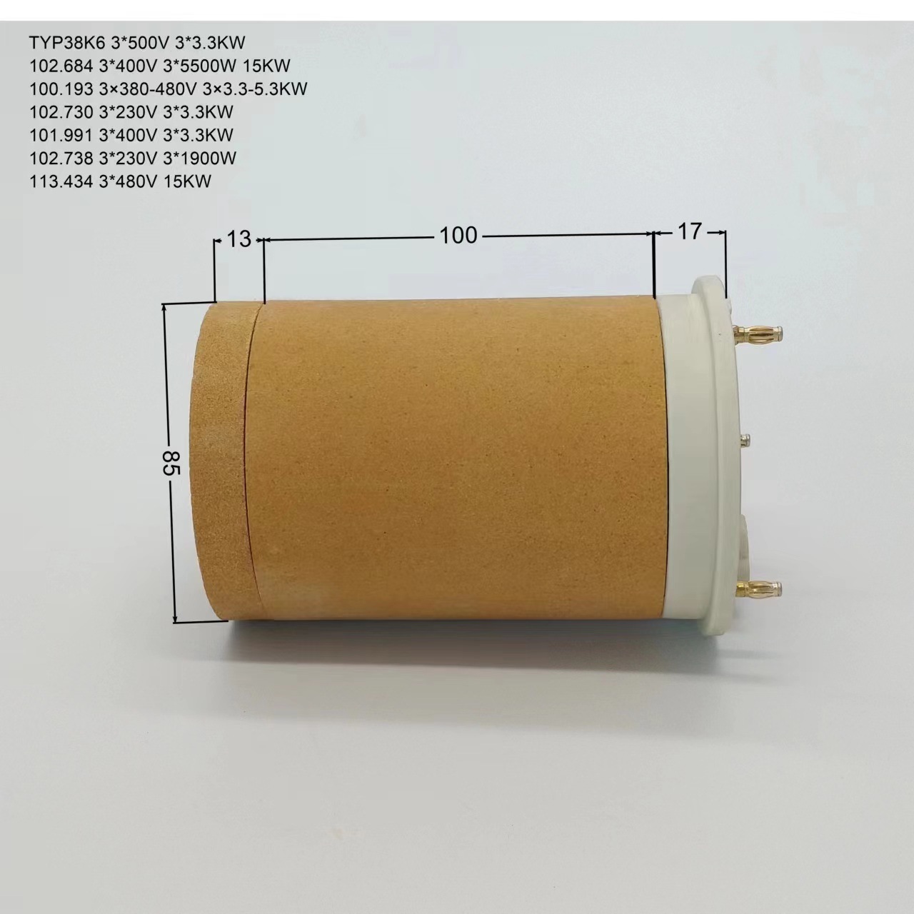 100.193 3*380-480V 3*3.-5.3KW เครื่องทําความร้อนหลัก แกนความร้อน