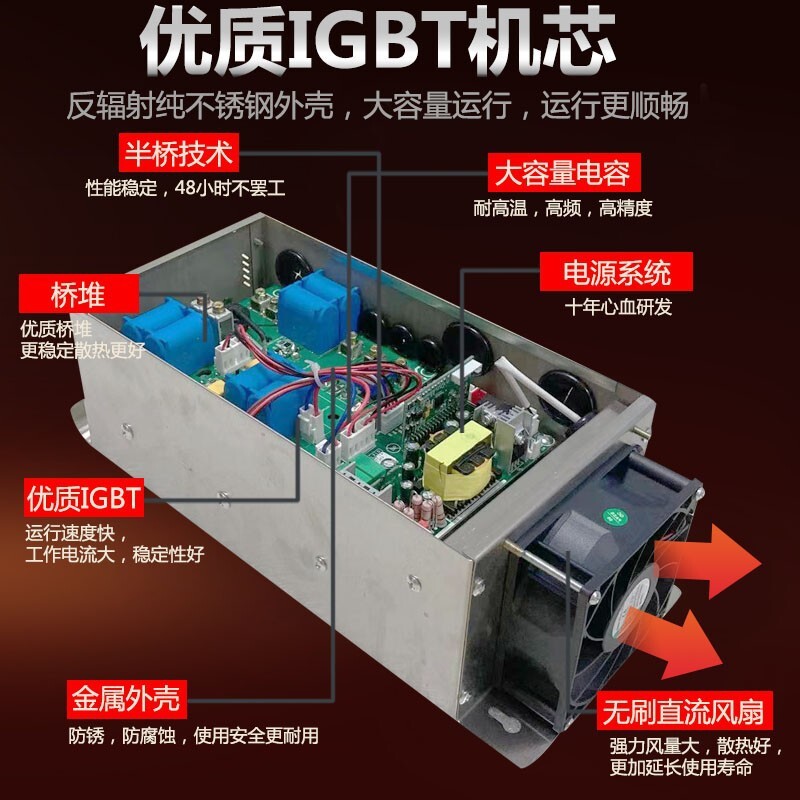 เตาหลอมแม่เหล็กไฟฟ้าขนาดใหญ่ 15000 ปล่องไฟแม่เหล็กไฟฟ้า 380v เตาหลอมครัว 20 kw