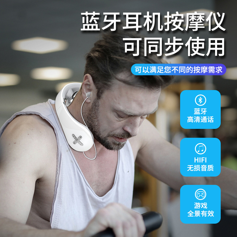 Một máy mát-xa một-một-một-lòng với máy mát xa cổ điện thoại màu xanh răng xanh