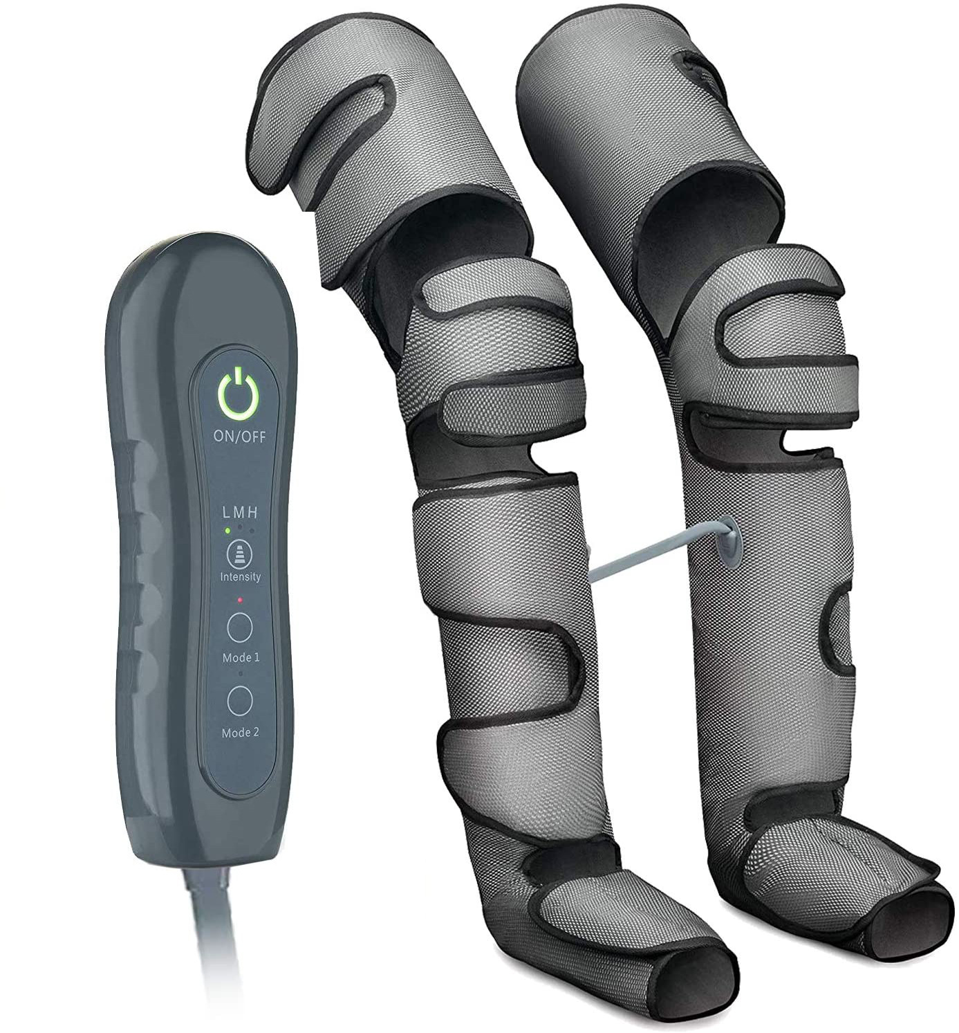 The leg massager, the air massager, rubbed the old man's physiotherapy pressure with a pediatric pain curve.