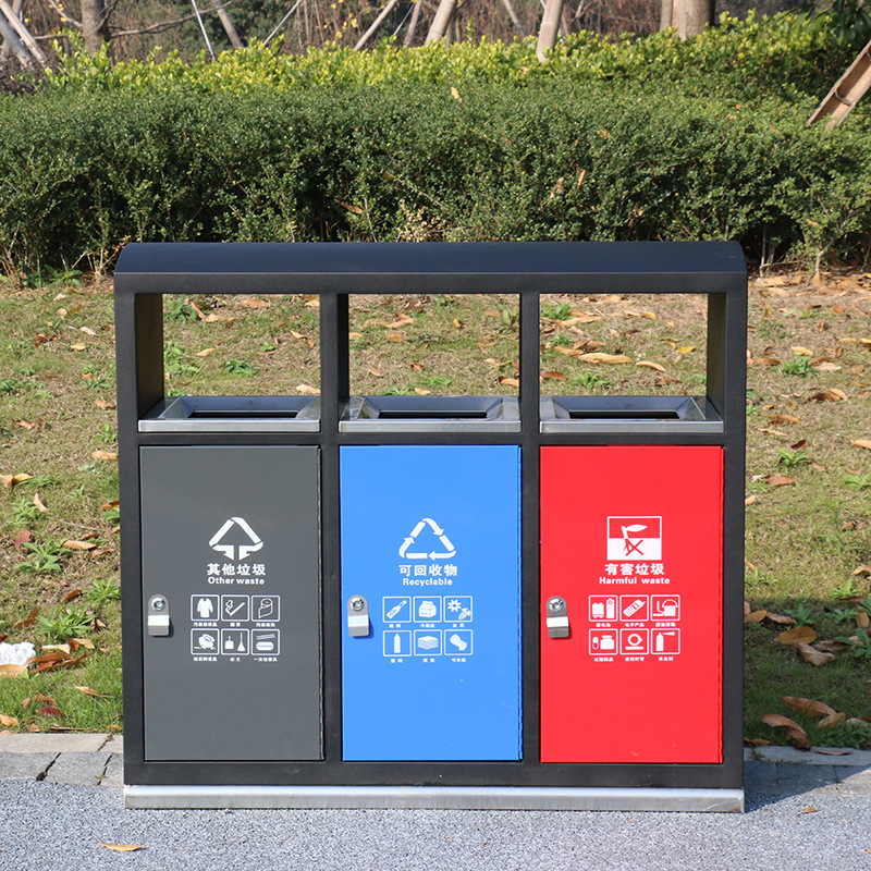 Outdoor garbage cans, street sanitation park plating Zinc stainless steel material