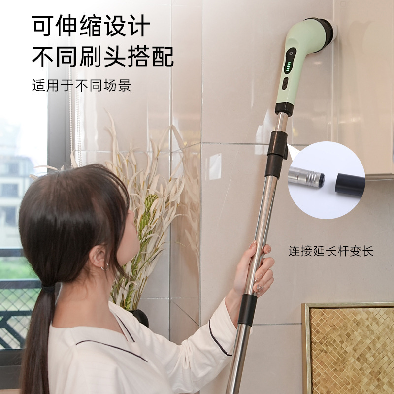 跨境家用廚房浴室玻璃長短可兩用刷手持強力電動多功能清潔刷神器