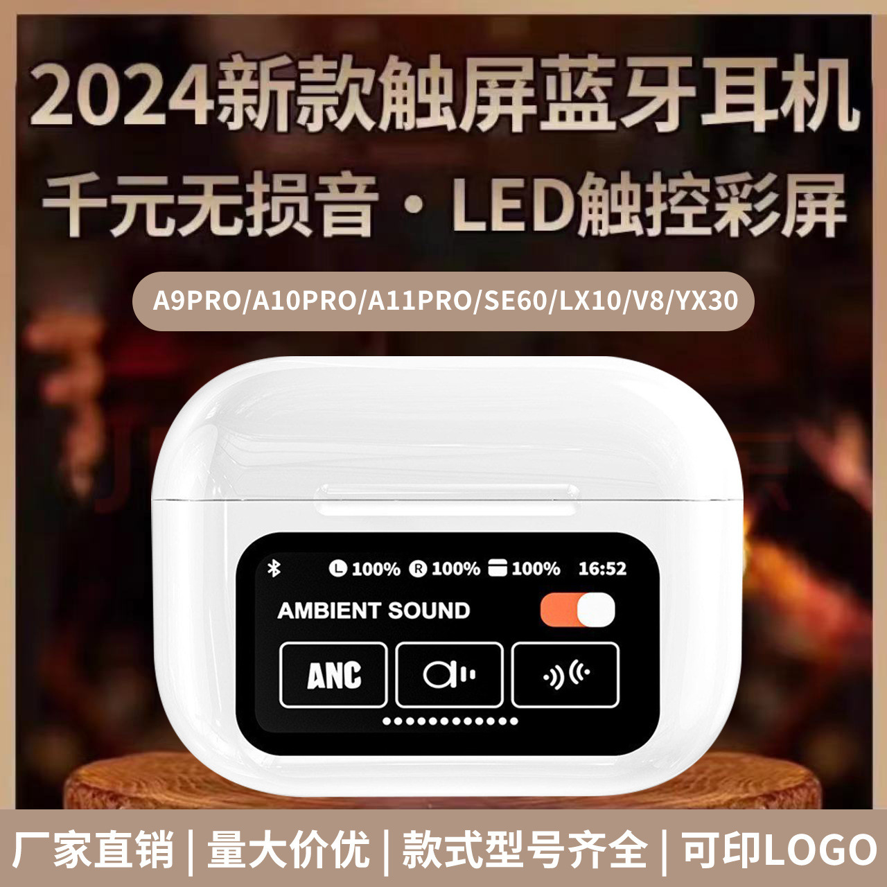Tai nghe Bluetooth A9pro Full Color Touch V20 ANC Active Noise Reduction Band to V8 Bluetooth Headphone Crossborder